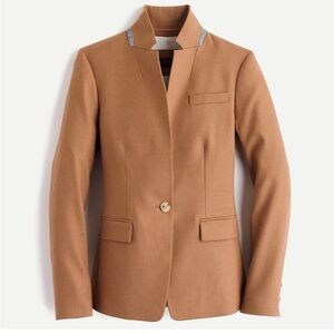J. Crew NWT Tall Regent Blazer in Wool Flannel Camel Brown Popped Collar 6T $248